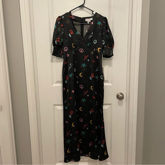 NWT Never Fully Dressed Puff Sleeve Maxi in Neon Paradise Print - Size  6 Petite - Picture 6 of 11